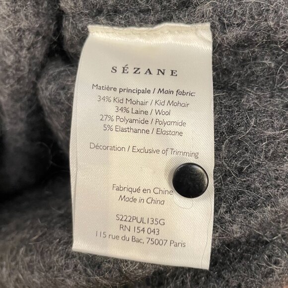 EUC Sezane Regina Rhinestone Pearl Mohair Wool Sweater Charcoal Small - Picture 8 of 9